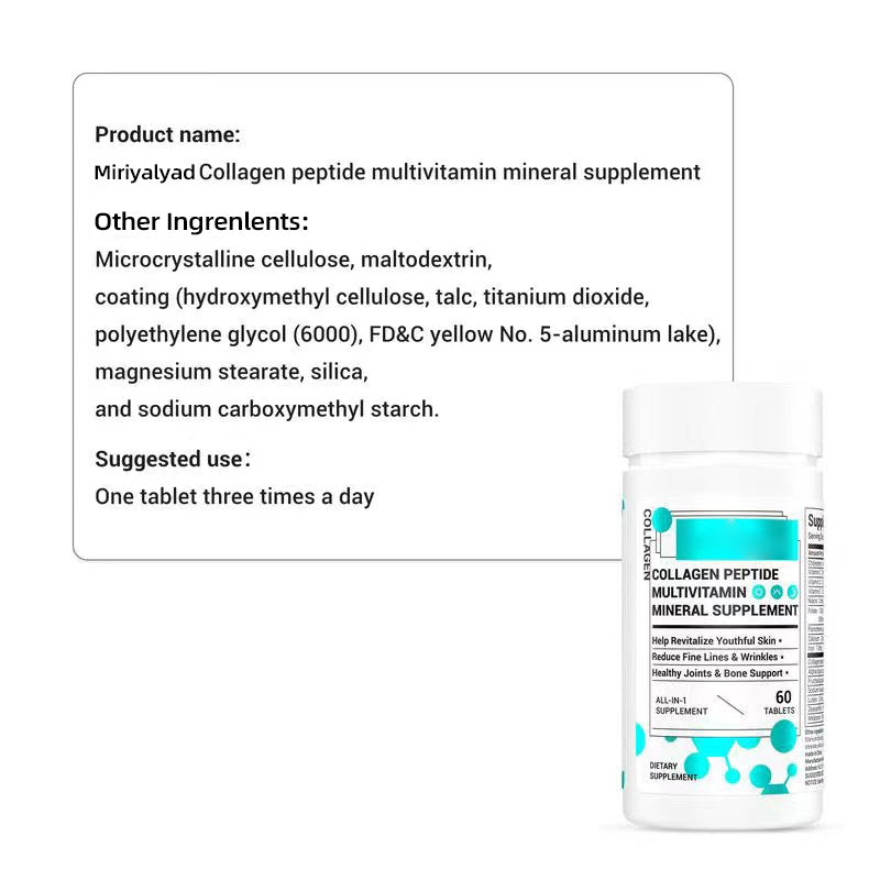 Products like vitamin D or multivitamins that support overall health.
Collagen, Vitamin & Mineral, Contains Vitamin D3, Vitamin C, Probiotics,Vitamin E, Vitamin B & Multivitamin Healthcare Supplement Edible Fitness